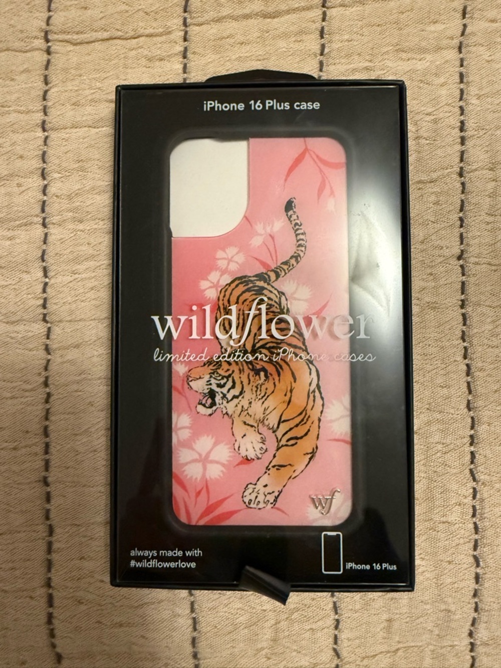 Wildflowers Pink & Orange Tiger Design iPhone 16 Plus Case